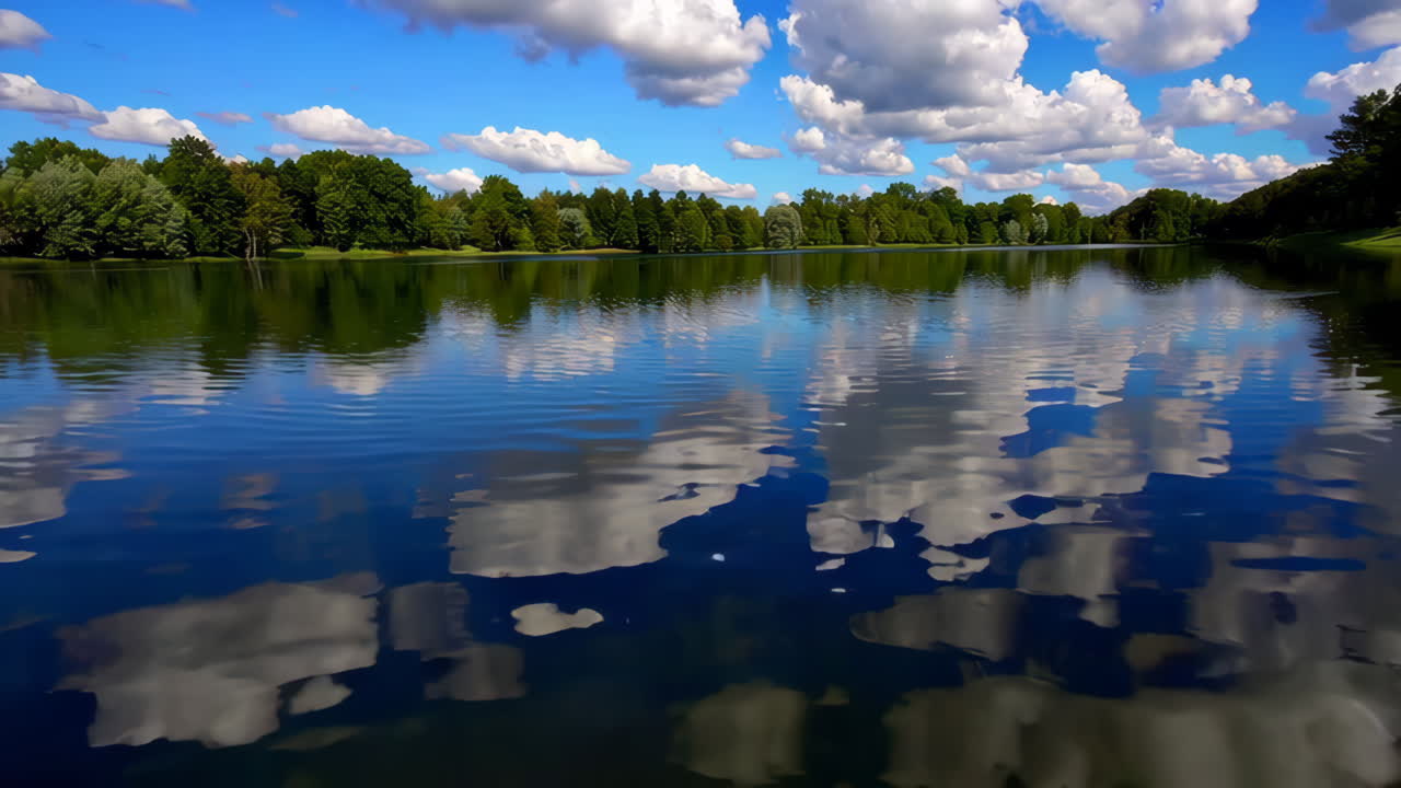 Serene Lake Scenery with Cloudy Reflection