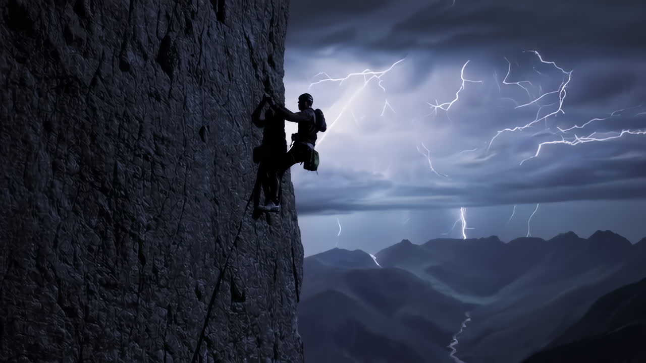 Climber in a Storm