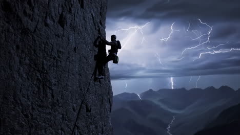 climber in a storm