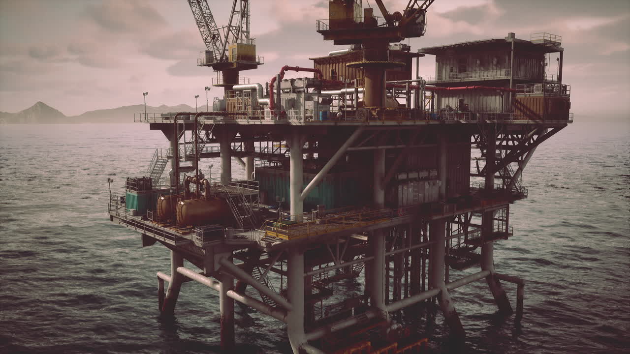 Oil rig positioned in the ocean