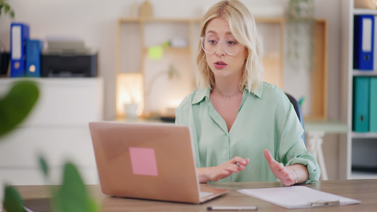 Sad Woman Explains to Boss During Video Call