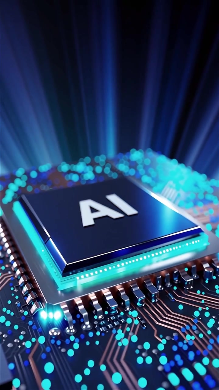 Futuristic AI Chip Motherboard Technology Background