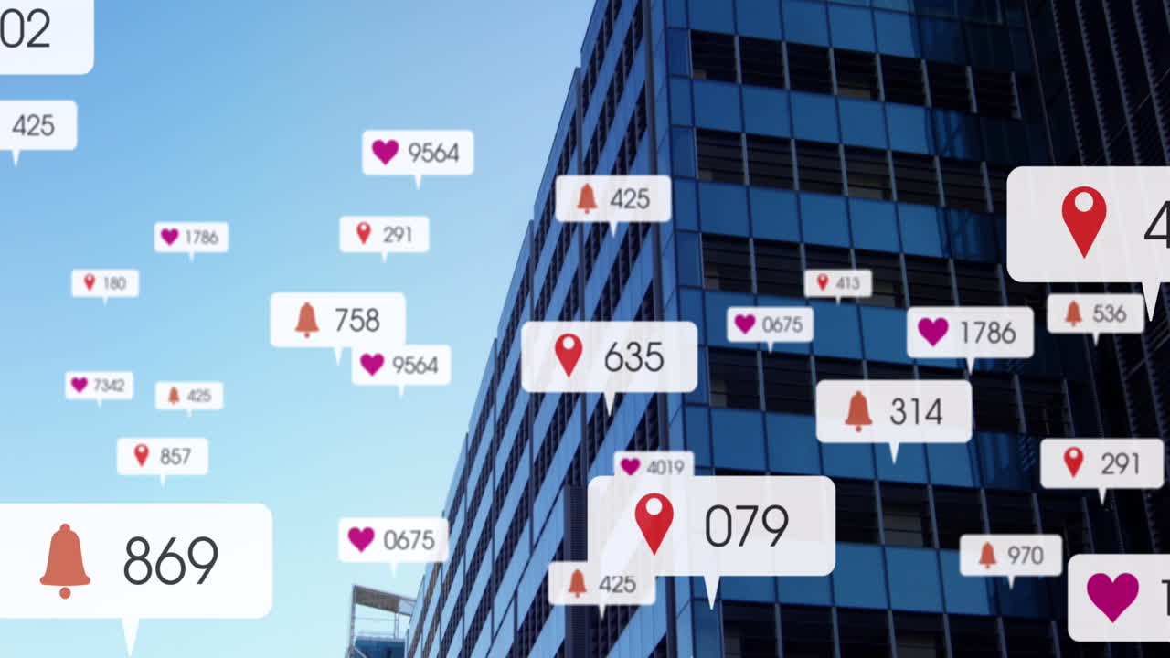 Animation of social media data processing over cityscape