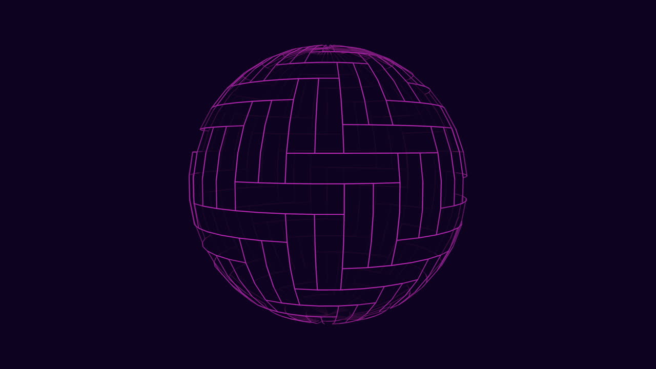 Purple geometric grid pattern on 3d sphere