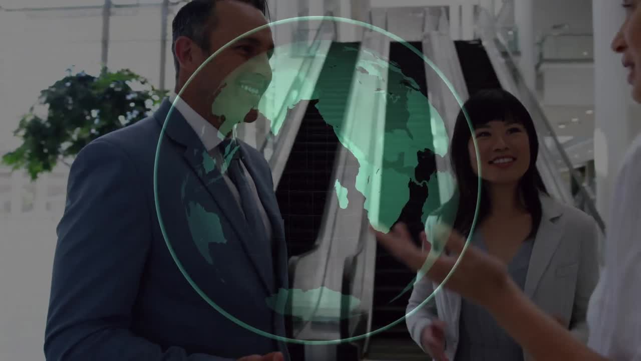 animación del globo sobre las personas en la oficina