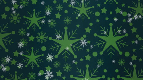 animación de copos de nieve de navidad cayendo sobre un fondo azul oscuro con estrellas de arena de copo de nieve