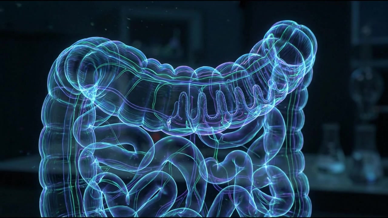 Animazione olografica 3D dell'intestino crasso umano