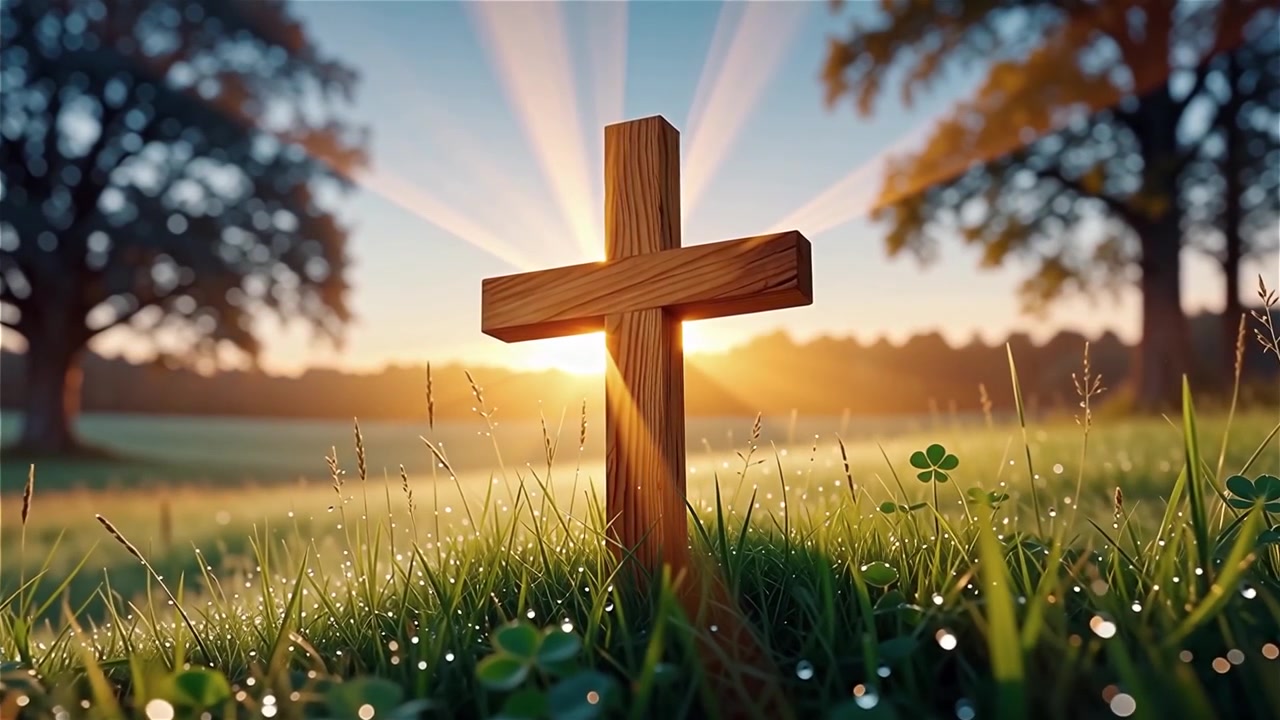 Christian Cross Heavenly Light Worship Background
