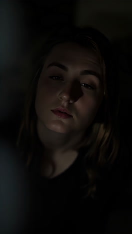 Contemplative Portrait of a Woman in Low Light
