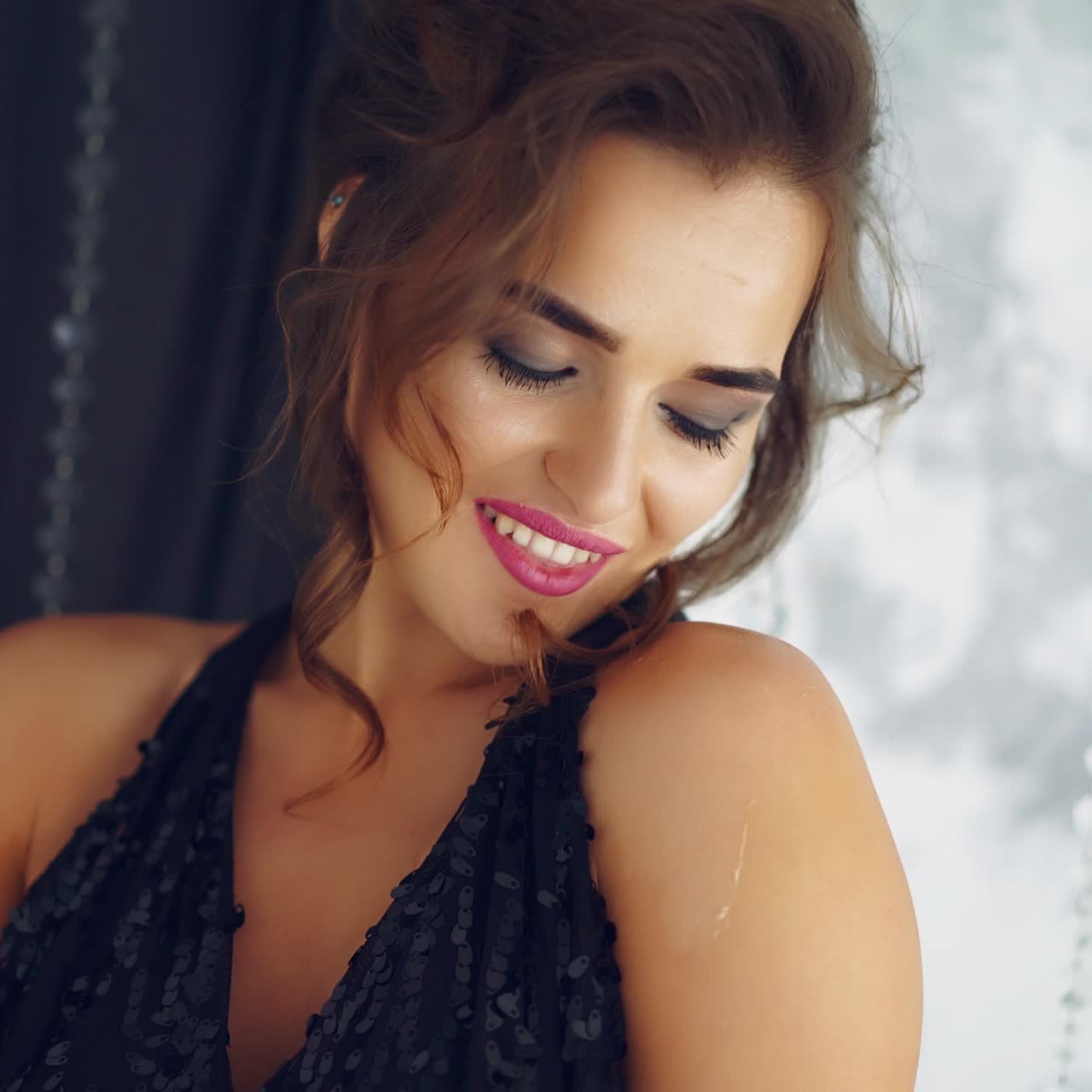 Woman in dress in luxurious interior