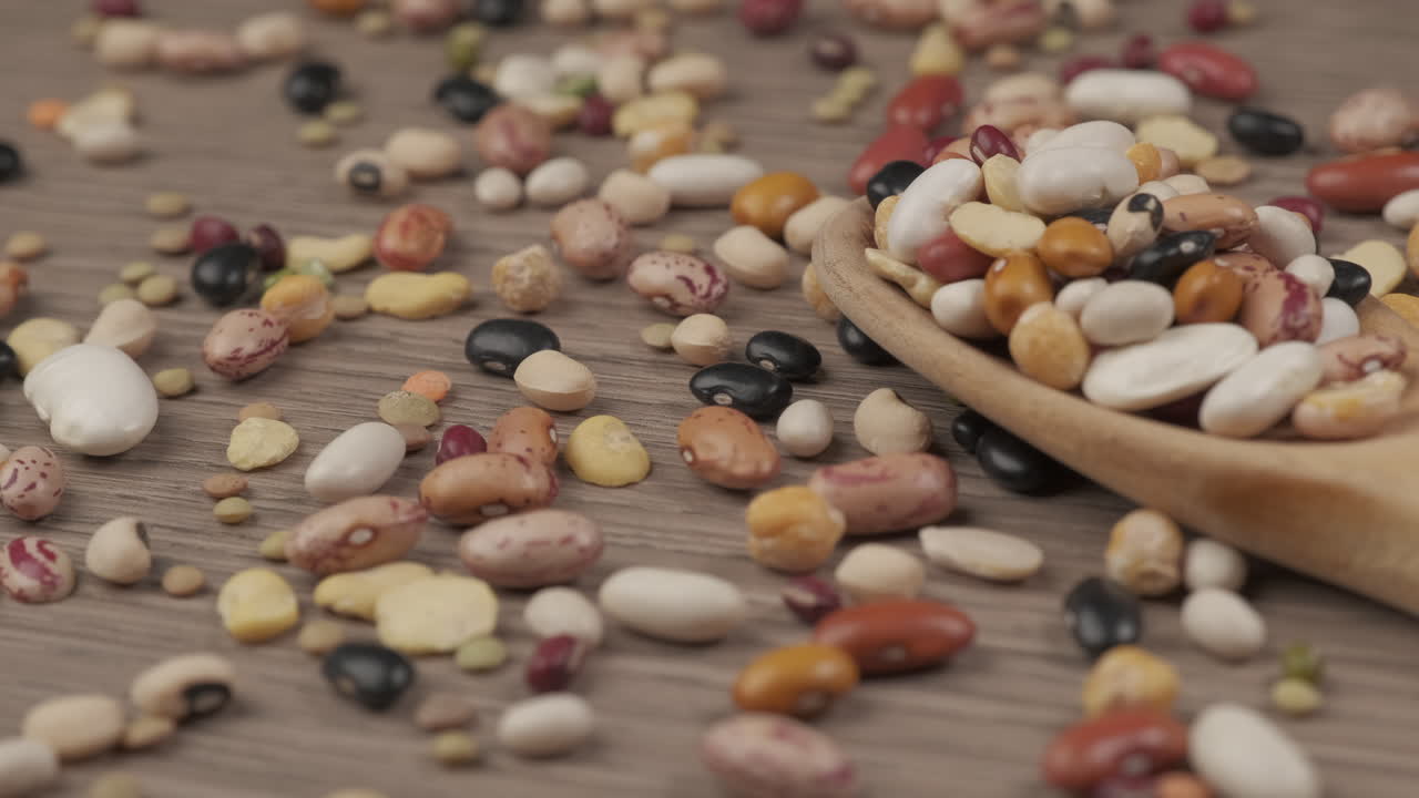 Dry mixed beans organic agriculture, Mediterranean diet, legumes, chickpeas, lentils for soup. Vegan vegetarian ingredient