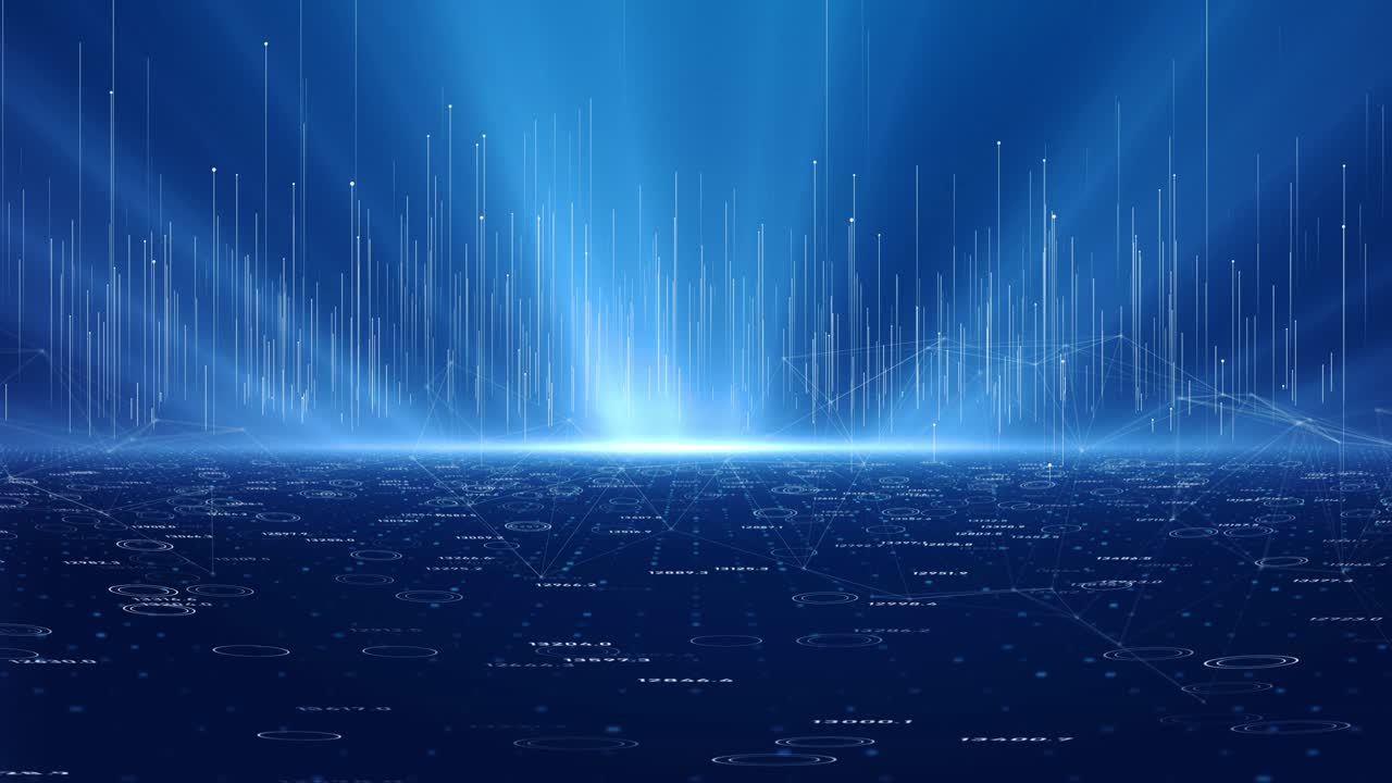 Digital cyberspace particles data flow network connections high speed analysis technology abstract