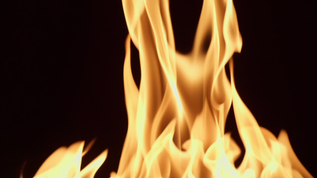 Close-up of Intense Fire Flames on Black Background