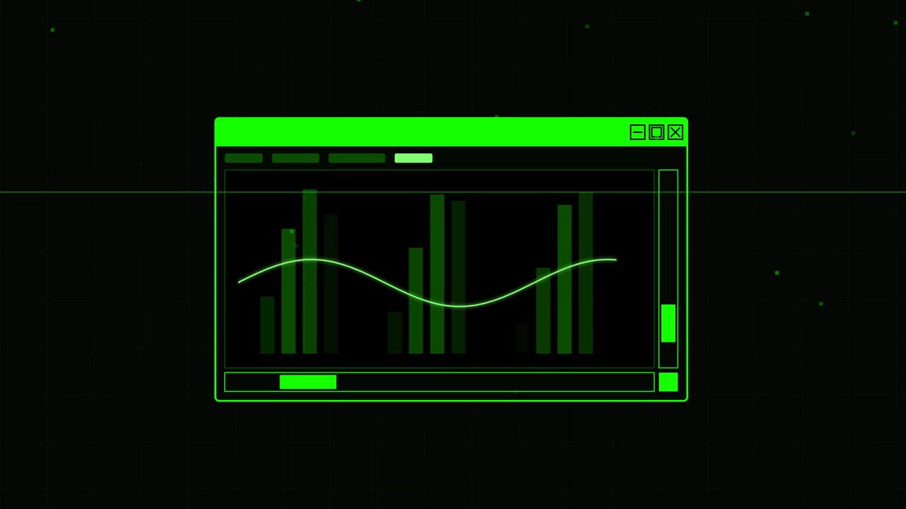 Digital Interface Displaying Animated Bar Graphs and Waveforms