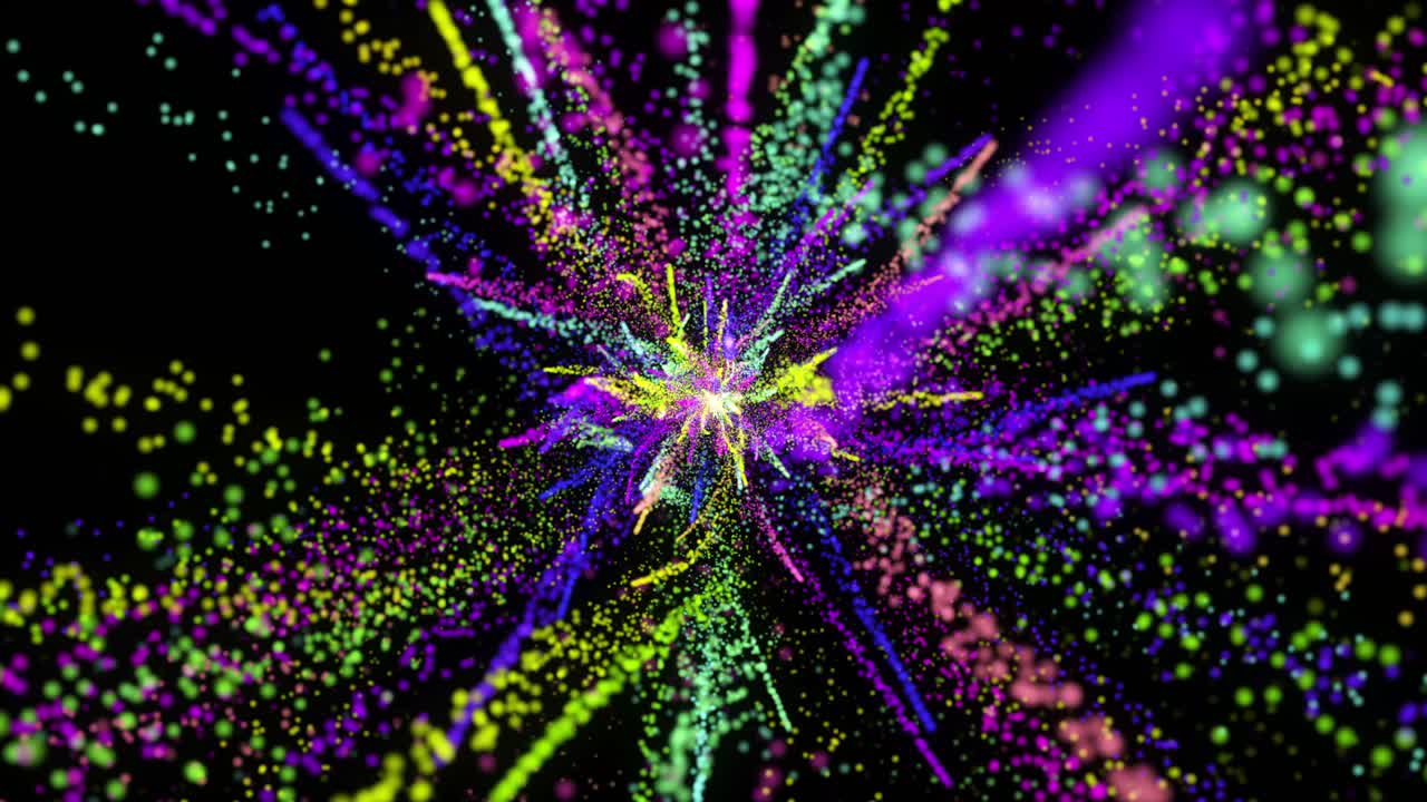 네온 다채로운 입자 폭발 흐름 편안한 배경 루프