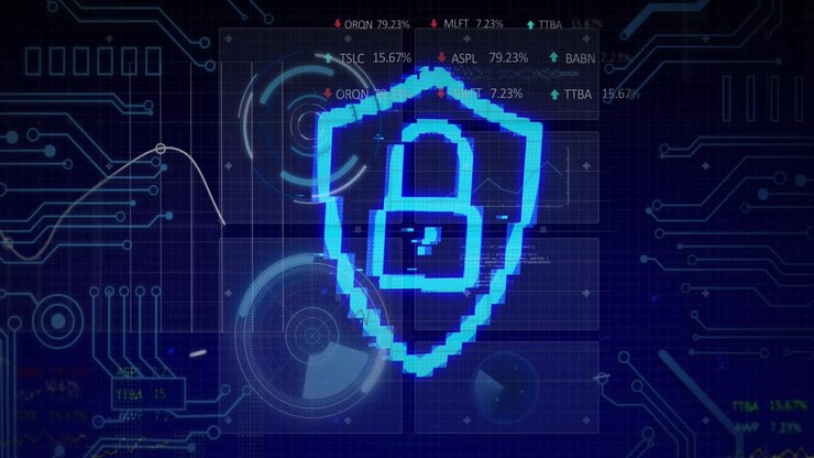 Animazione di un'icona a lucchetto su scansione e elaborazione dati