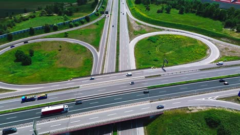 vista aérea del sistema de carreteras, infraestructura de transporte, 4k