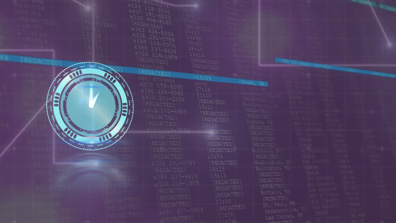 animación del reloj sobre el procesamiento de datos en fondo verde.