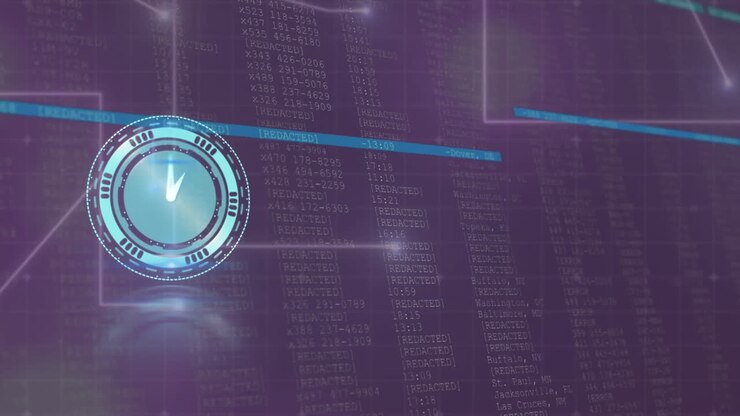 Animation of clock over data processing on green background