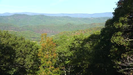 wide panning shot over the forests in the blue ridge mountains of west virginia