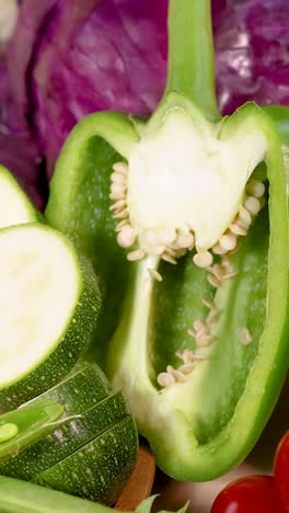 a vibrant assortment of fresh vegetables arranged neatly, showcasing their colors and textures in a well-lit setting