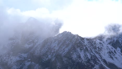 Rocky-mountain-ridge-covered-with-snow