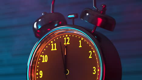 classic alarm clock, alarming at 12 o 'clock, 3d rendering.