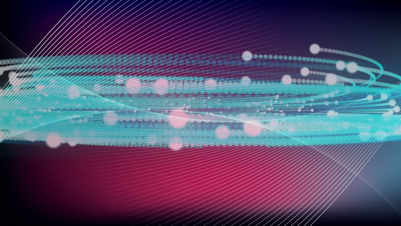 animación de puntos iluminados que giran sobre un fondo de color