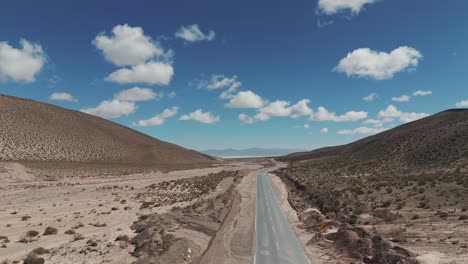 lonely road in arid landscape of salta province, argentina