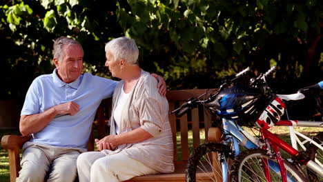 Mature-couple-talking-together-in-a-park