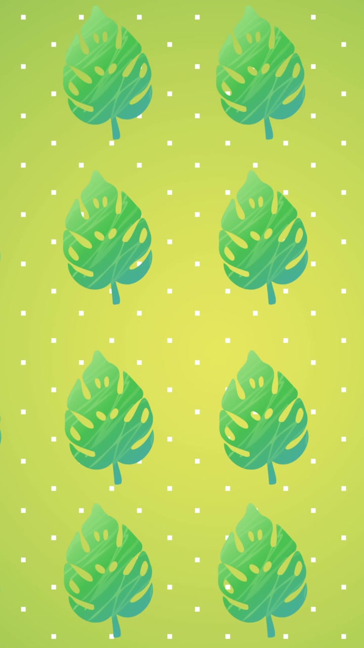 Animation of rows of green leaves on yellow to green background