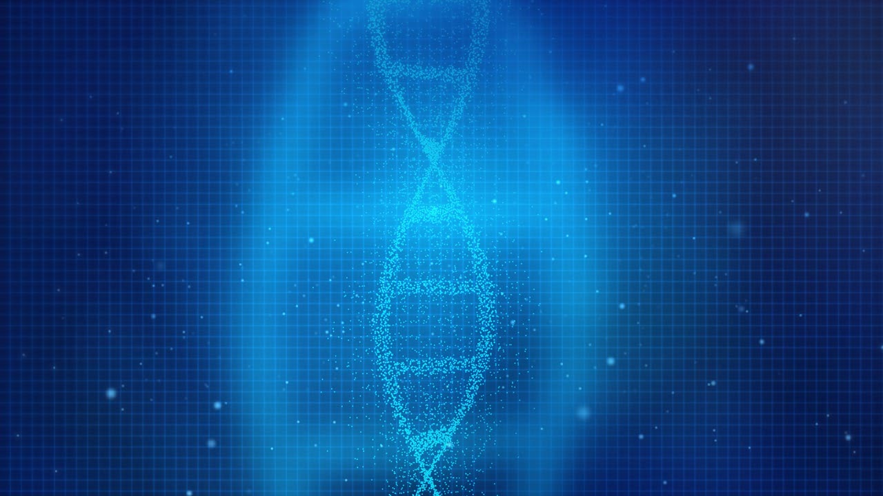 Abstract white dna 3d hologram glowing rotating dna double helix loop animation science and medicine