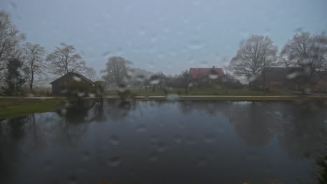 time lapse of all seasons at countryside, lakefront house landscape, weather concept