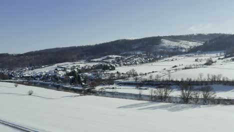 Drone-Aerial-of-scenic-and-relaxing-winter-landscapes-in-Germany