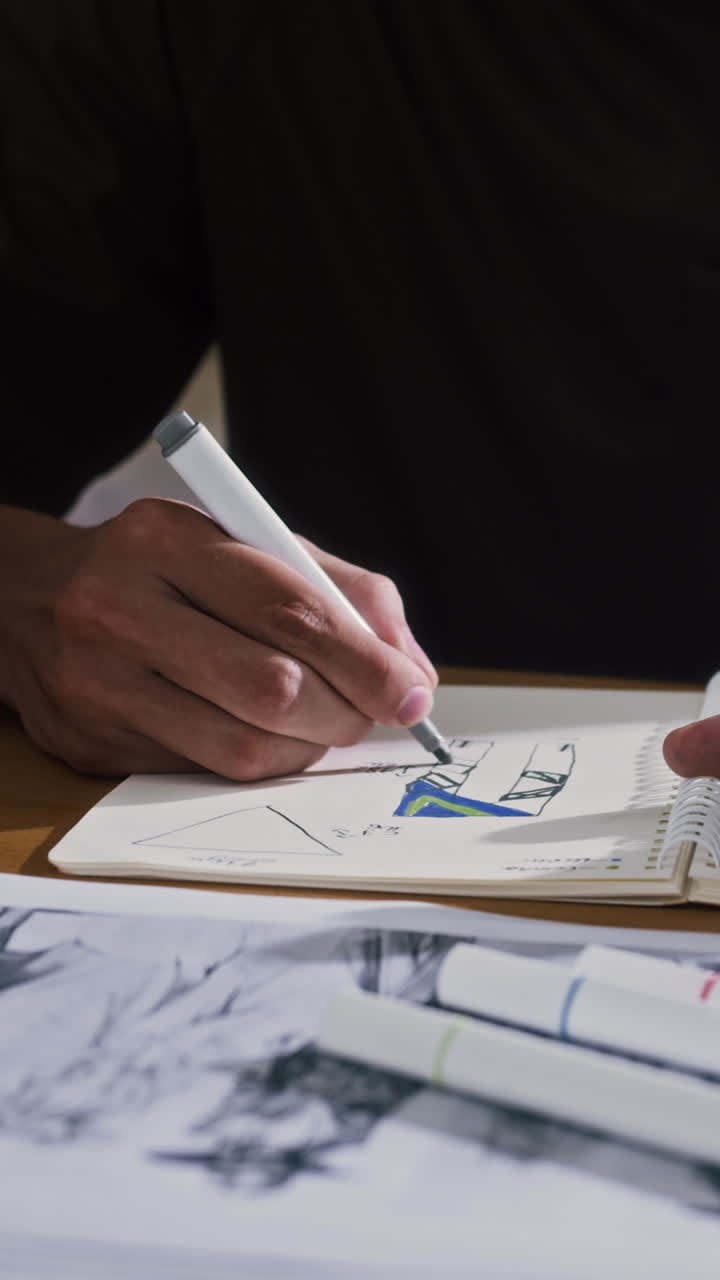 Hands of Fashion Creator Drawing in Copybook