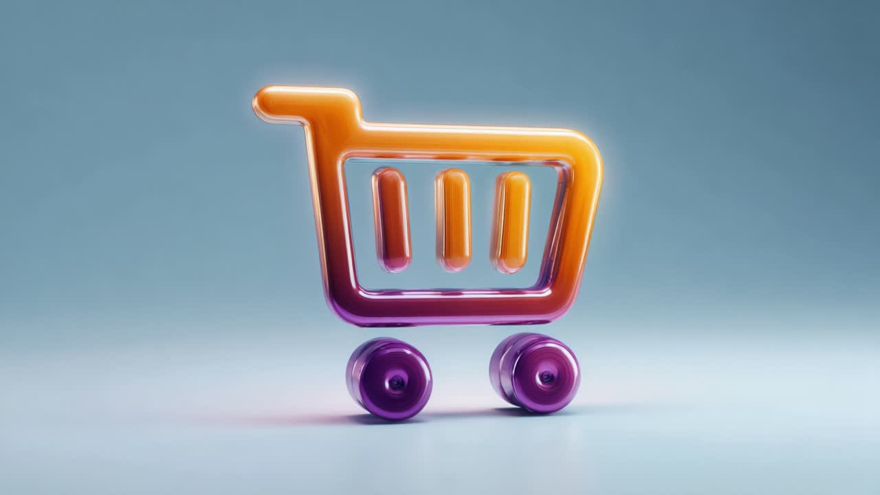 Carrello della spesa stilizzato: una rappresentazione visivamente sorprendente dello shopping online e del commercio al dettaglio, che cattura l'essenza dell'e-commerce attraverso elementi di design moderno.