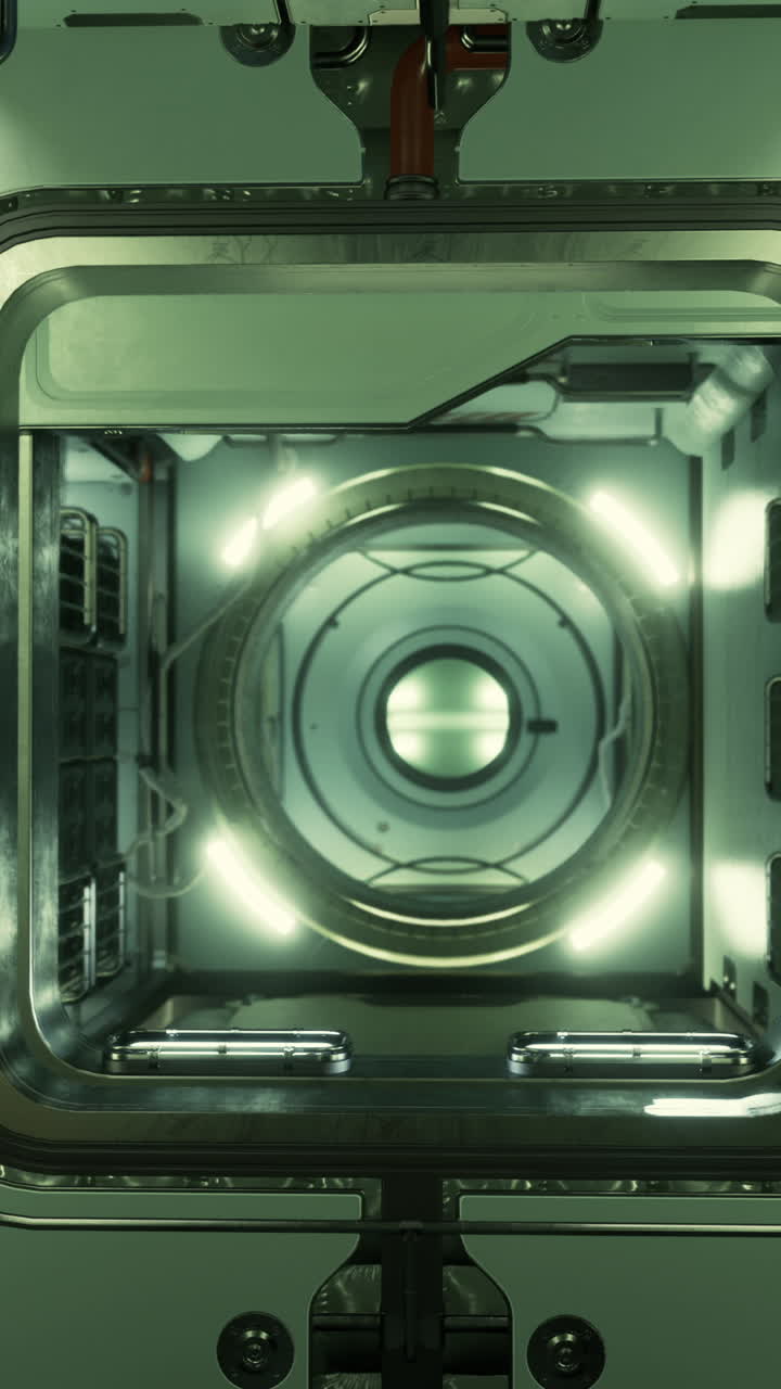 una vista de un pasillo futurista de una nave espacial