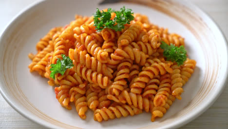 spiral-or-spirali-pasta-with-tomato-sauce-and-parsley---Italian-food-style