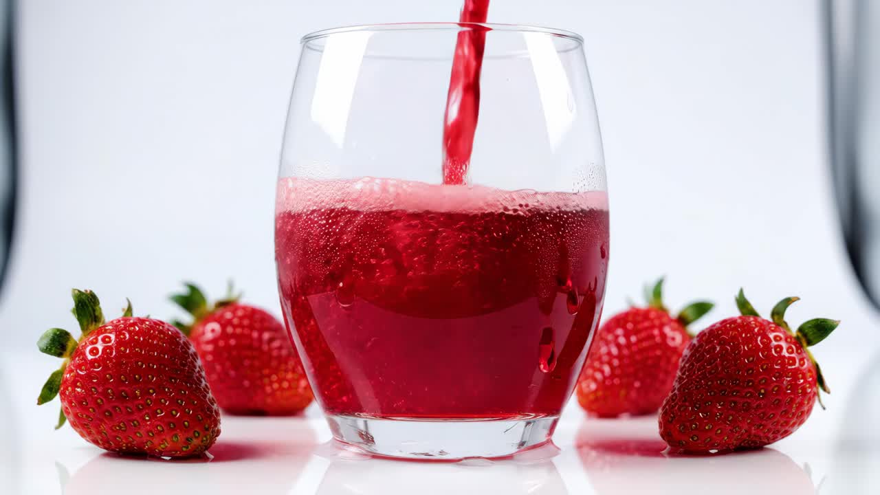 Succo di fragola versato in un bicchiere