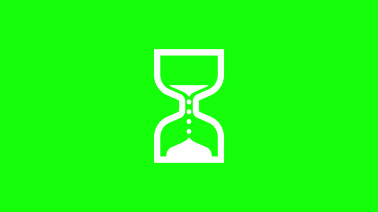 Hourglass Loading Cursor animation loop animation. Hourglass loader. 4K resolution animation on chromakey green background.