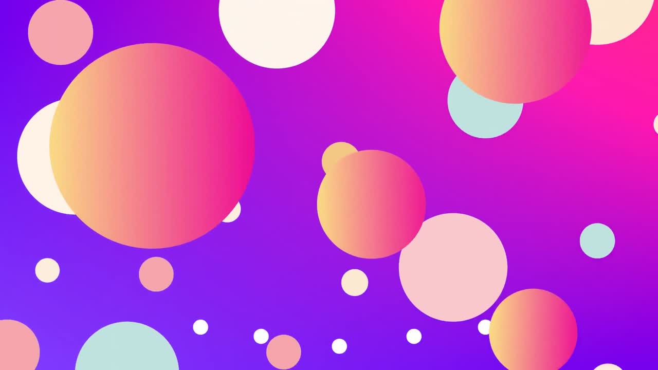 Animation of colorful dots flying over colorful background