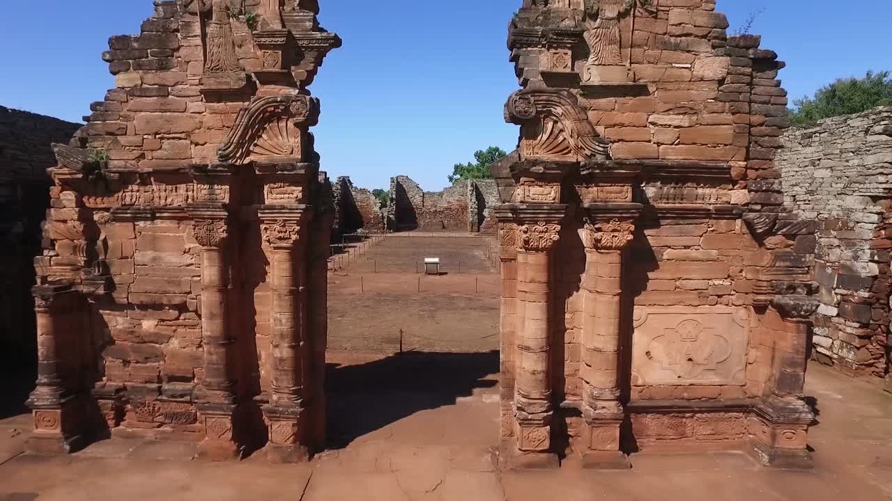 Veduta aerea delle rovine dell'edificio gesuita, San Ignacio a Misiones