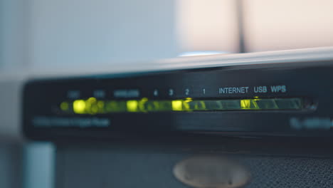 working router with powering lights and internet connection status