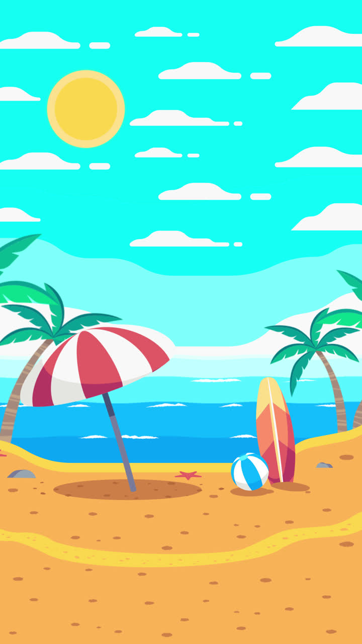 ilustración de una escena de playa