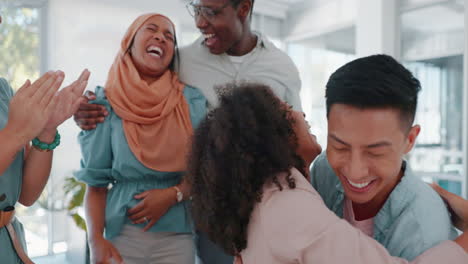 business people hug, success