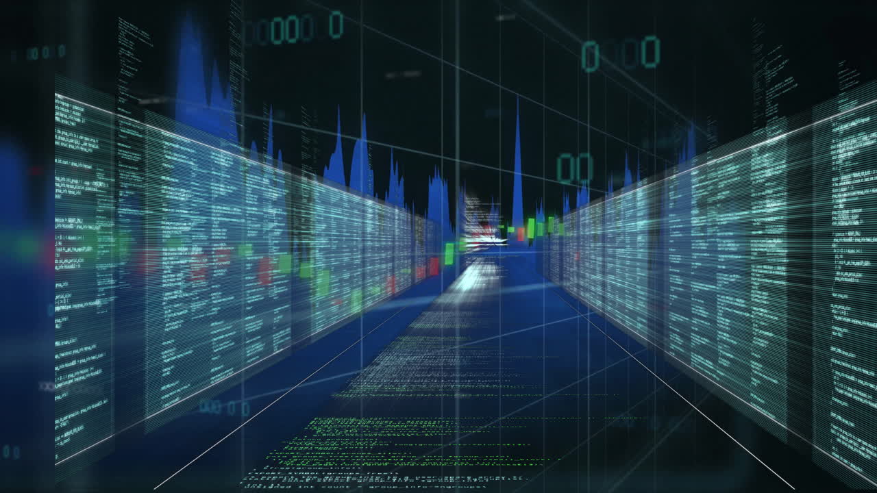 Creating animation of digital data streams and graphs for financial analysis