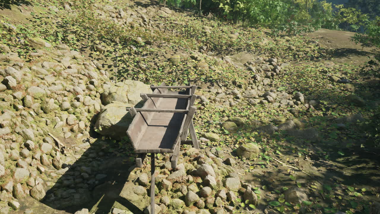 Wooden Trough in a Rustic Setting