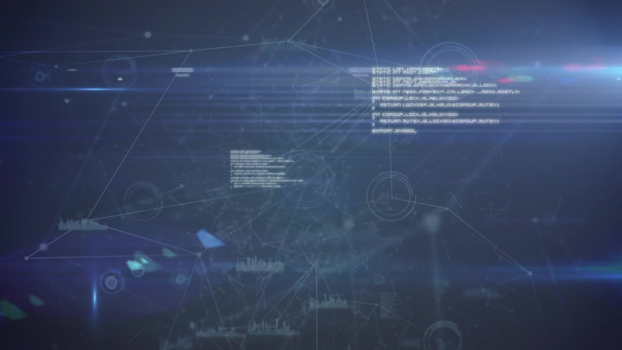 Animation of data processing over blue background
