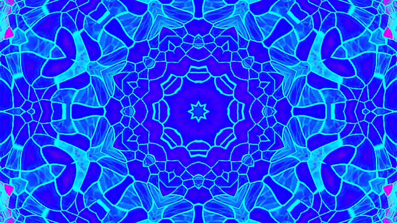 Bright abstract light governing full color, kaleidoscope, black background