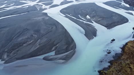 Aerial-breathtaking-view-if-river-estuary-in-nature